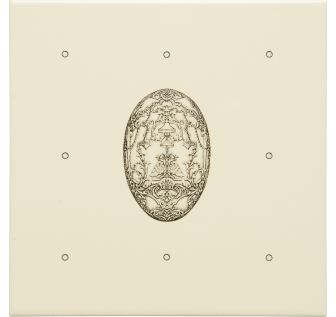 Dot Cartouche with Egg Charcoal Grey on Colonial White