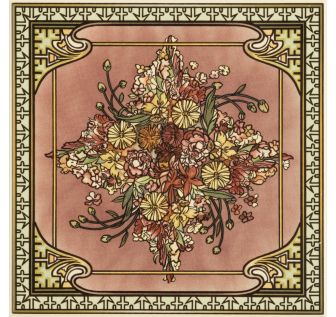 Alphonse Mucha Spring Single Floral Tile on Colonial White