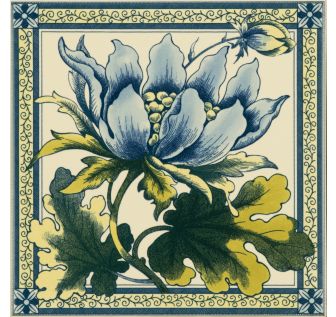 Peony Single Tile on Colonial White