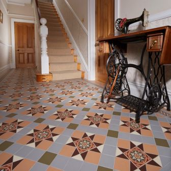 Blenheim Brown, Buff, Green, Grey & White with Livingstone Green on Buff