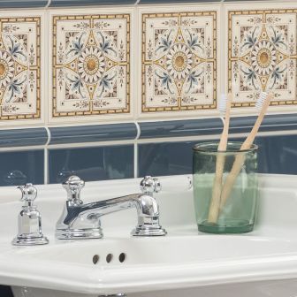 Symmetrical Classical Pattern (above) Ascot Blue Sigma  Dado and Ascot Blue Field Tile (below)